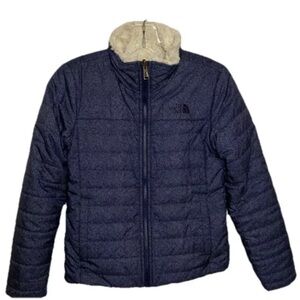 The North Face Reversible Jacket Mossbud Swirl Teddy Girls Size Large 14/16
